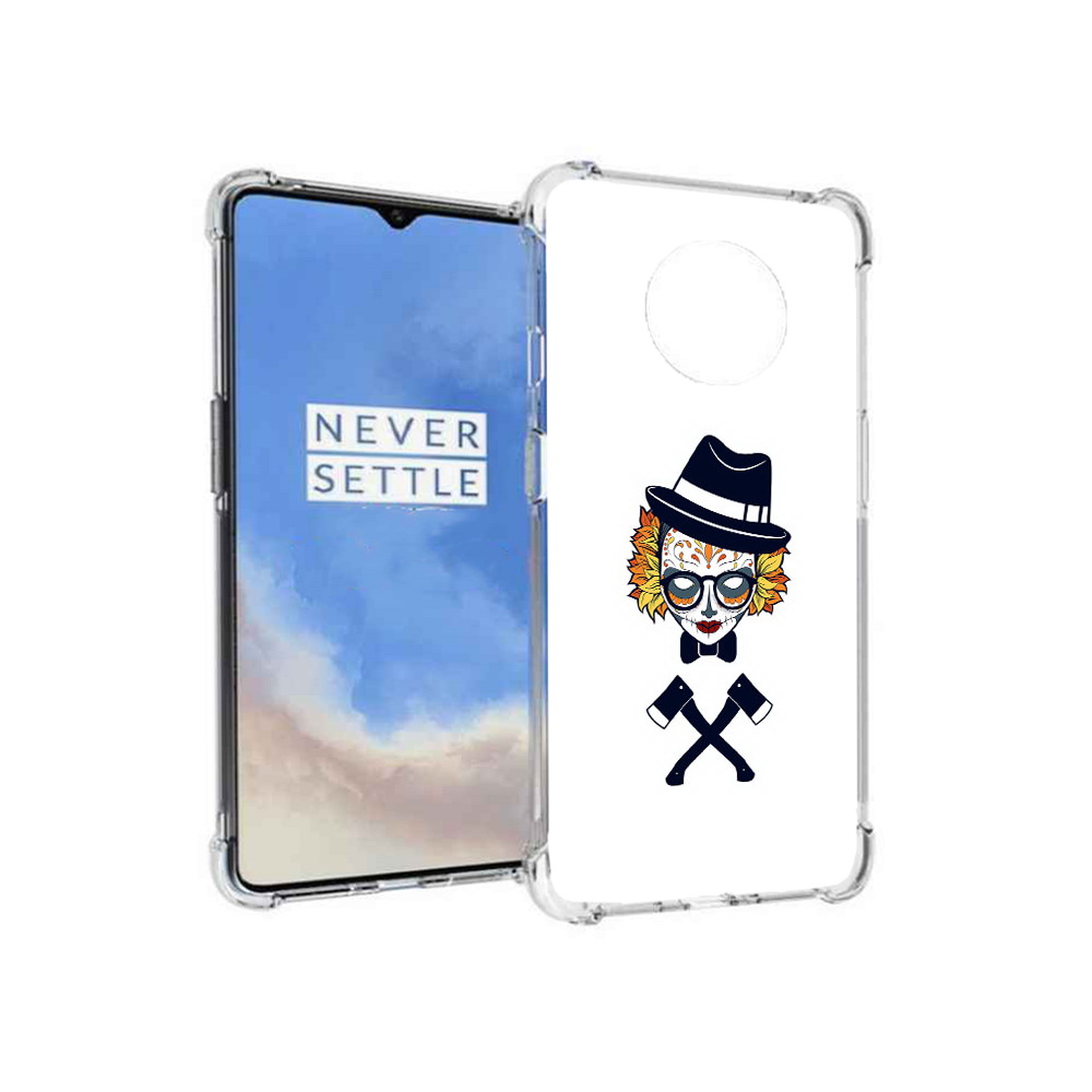 

Чехол MyPads Tocco для OnePlus 7T девушка в маске с топорами рисунок (PT227044.138.304), Прозрачный, Tocco