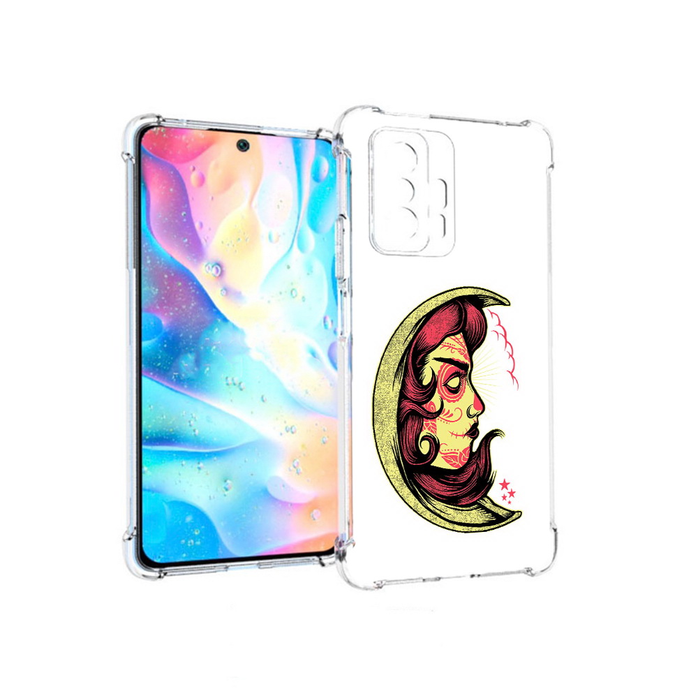 

Чехол MyPads Tocco для Xiaomi 11T Pro желтый полумесяц с лицом девушки (PT163474.285.346), Прозрачный, Tocco