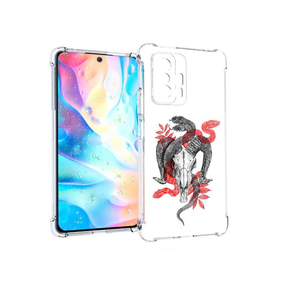 

Чехол MyPads Tocco для Xiaomi 11T Pro змея в черепе рисунок (PT163474.285.365), Прозрачный, Tocco
