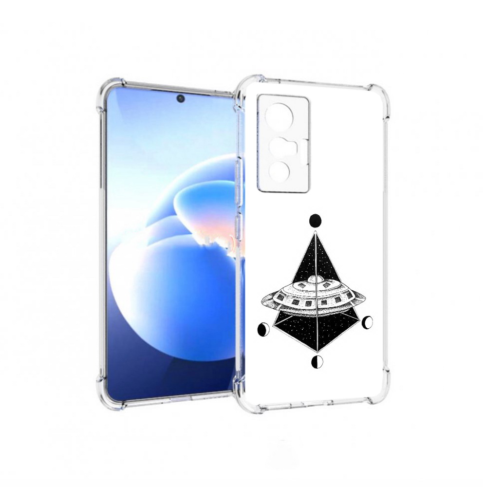 

Чехол MyPads Tocco для Vivo X70 черно белая летающая тарелка, Прозрачный, Tocco