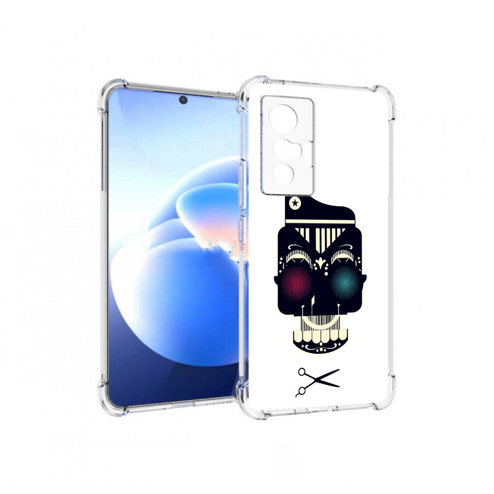 

Чехол MyPads Tocco для Vivo X70 черно белый скелет с яркими глазами, Прозрачный, Tocco