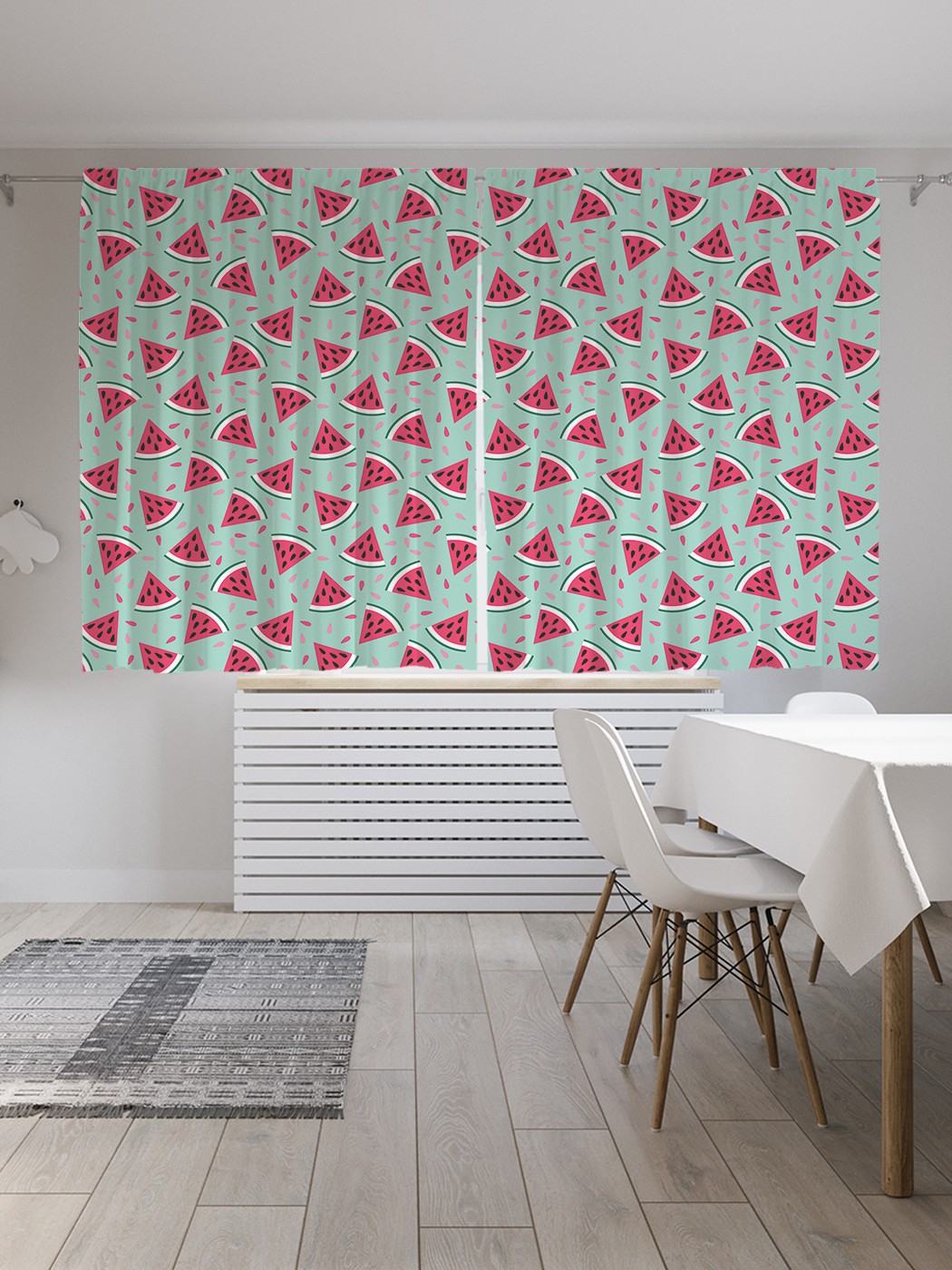 

Классические шторы JoyArty "Дольки арбуза", серия Oxford DeLux, 2 полотна 145x180 см, Дольки арбуза