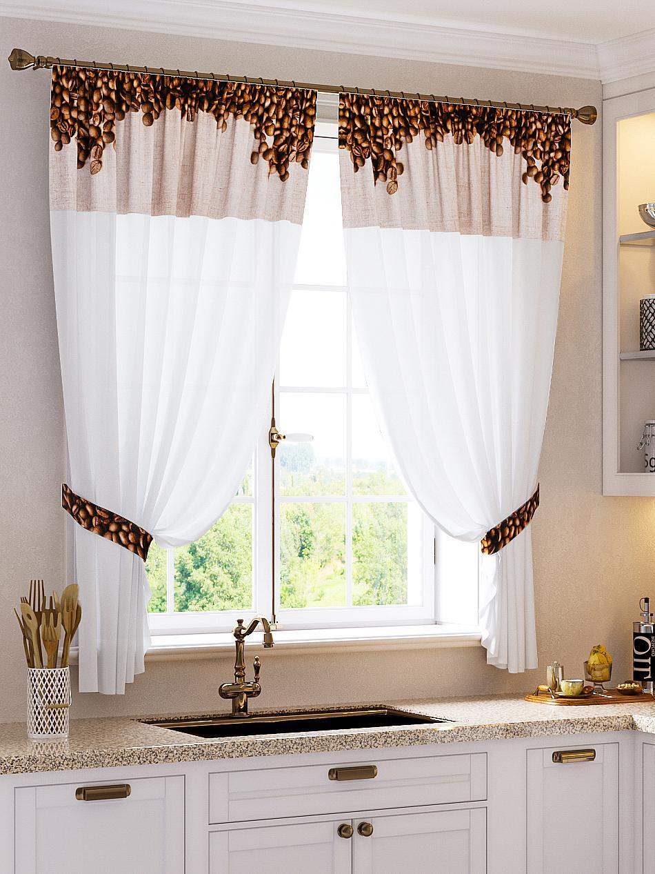 

Комплекты штор AT HOME Кофико высота 180 см, ширина 145 см, Бежевый, 529034