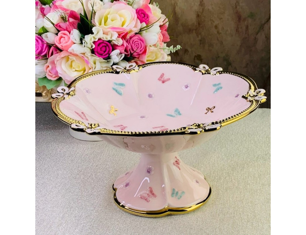 

Фруктовница на ножке Бабочки Lenardi 30,5 см 144-381, Розовый