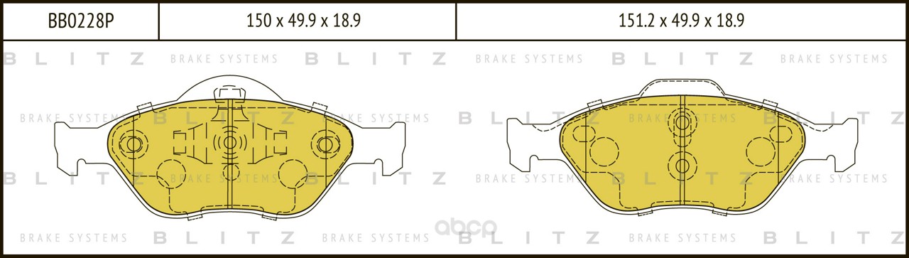 

Колодки Тормозные Дисковые Ford Fiesta Iv/Fiesta V/Fusion 01-> Blitz Арт. Bb0228P