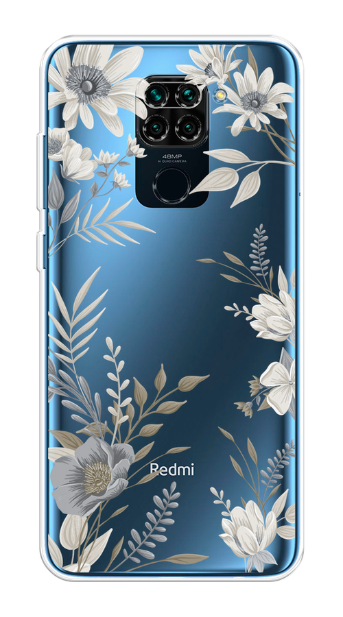 

Чехол на Xiaomi Redmi 10X/Redmi Note 9 "Цветы сепия", Серый;прозрачный;зеленый;белый, 38150-1