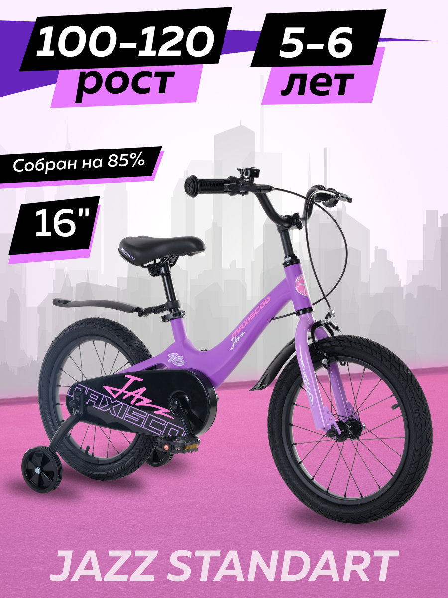 Велосипед детский двухколесный Maxiscoo JAZZ Стандарт 16 2024 Фиолетовый Матовый