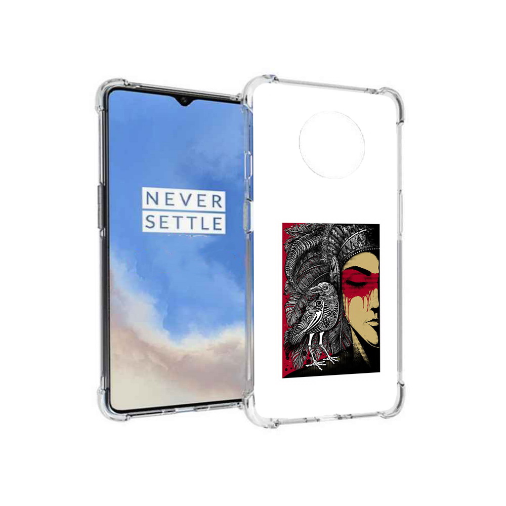 

Чехол MyPads Tocco для OnePlus 7T девушка с вороном в абстракции (PT227044.138.311), Прозрачный, Tocco