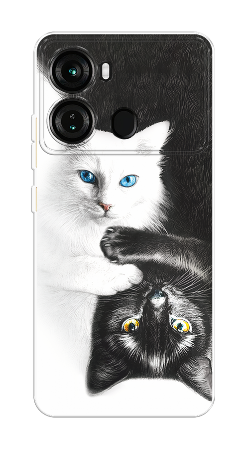 

Чехол на Itel P40 "Коты Инь-Янь", Черный;белый;голубой, 3201350-1