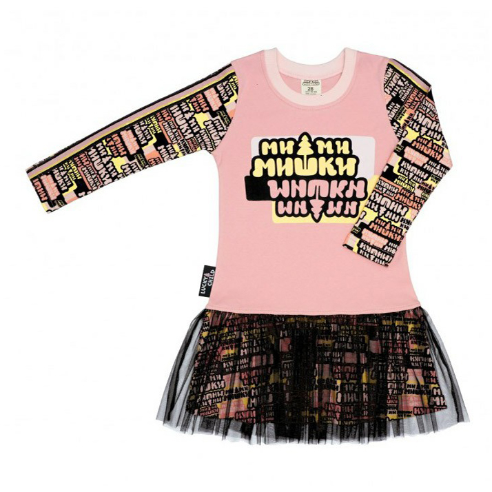 Платье Lucky Child Ми-Ми-Мишки с маленькой юбкой р 128-134 розовое
