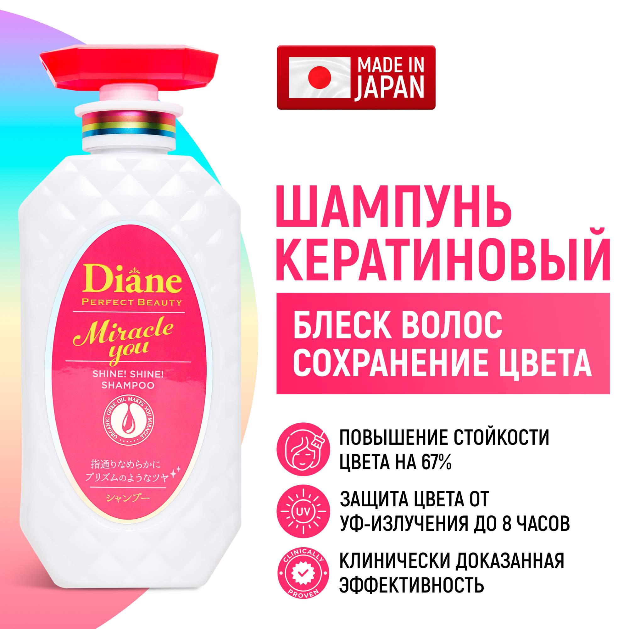 Шампунь Moist Diane Perfect Beauty Miracle You кератиновый для блеска и восстановления