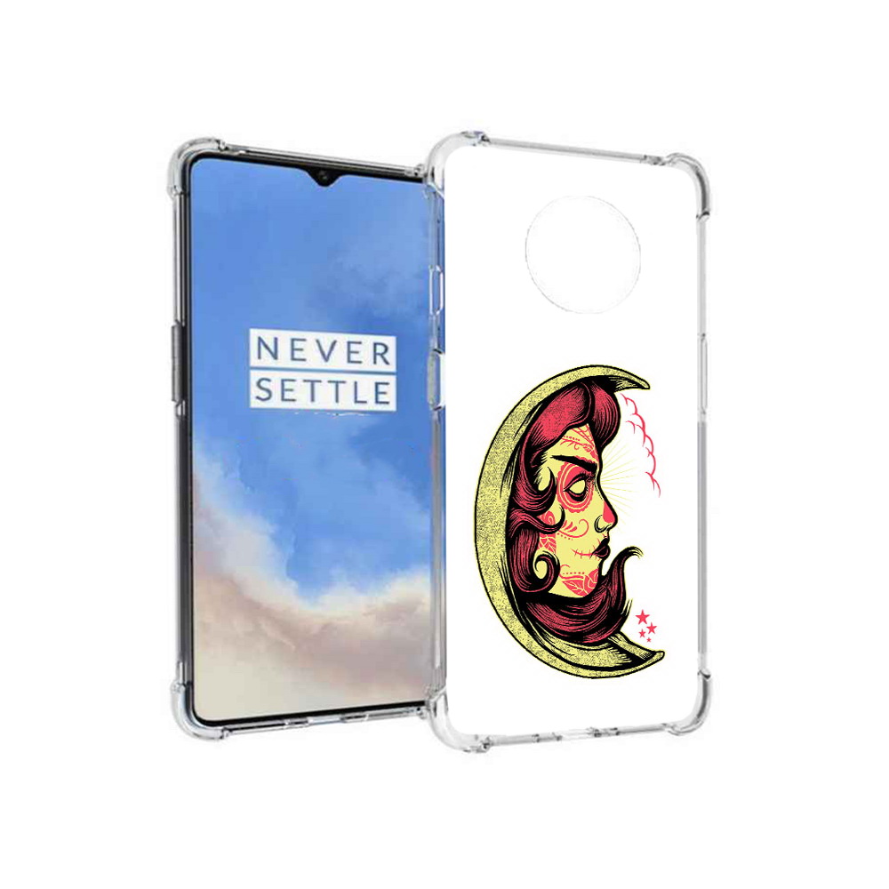

Чехол MyPads Tocco для OnePlus 7T желтый полумесяц с лицом девушки (PT227044.138.346), Прозрачный, Tocco