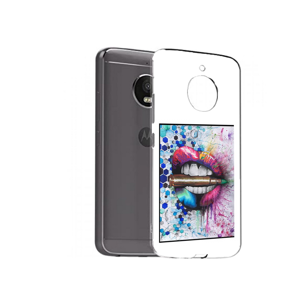 

Чехол MyPads Tocco для Motorola Moto E4 Plus разноцветные губы с пулей (PT100001.341.571), Прозрачный, Tocco