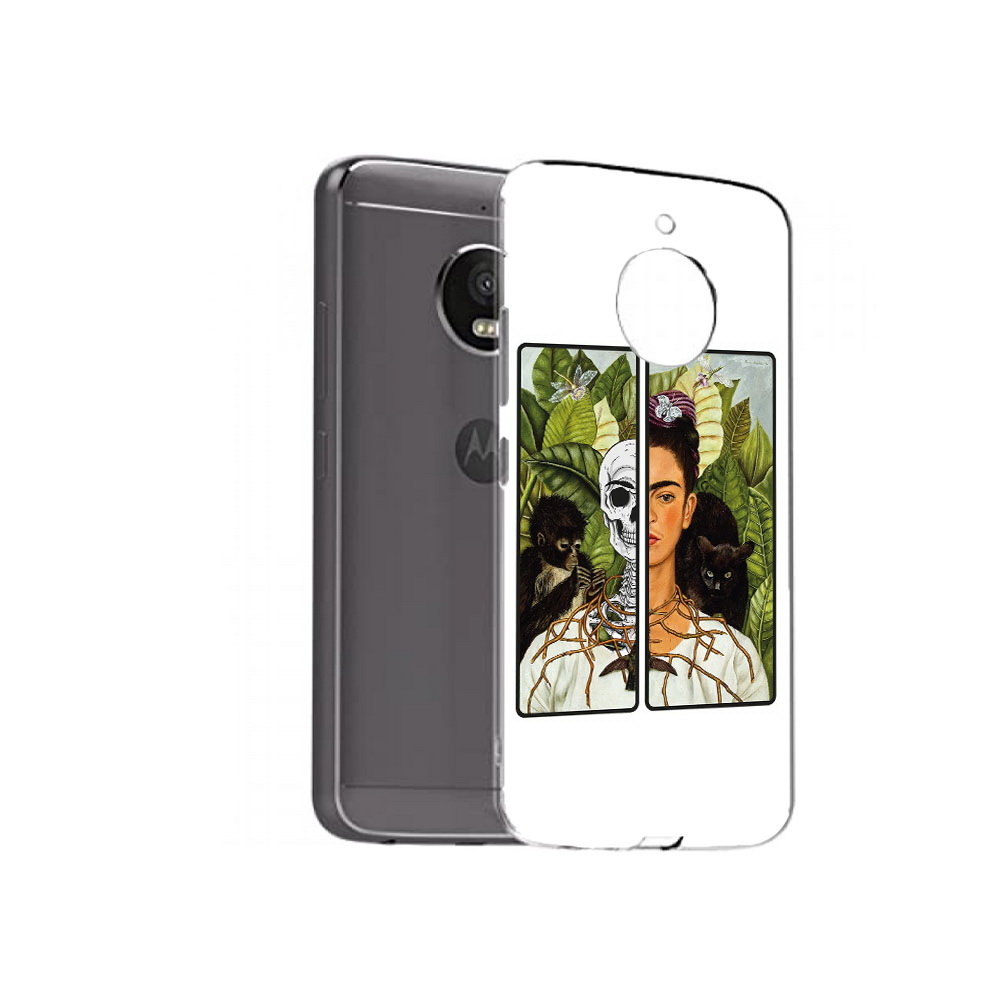 

Чехол MyPads Tocco для Motorola Moto E4 Plus сдвоенная картинка девушка скелет, Прозрачный, Tocco