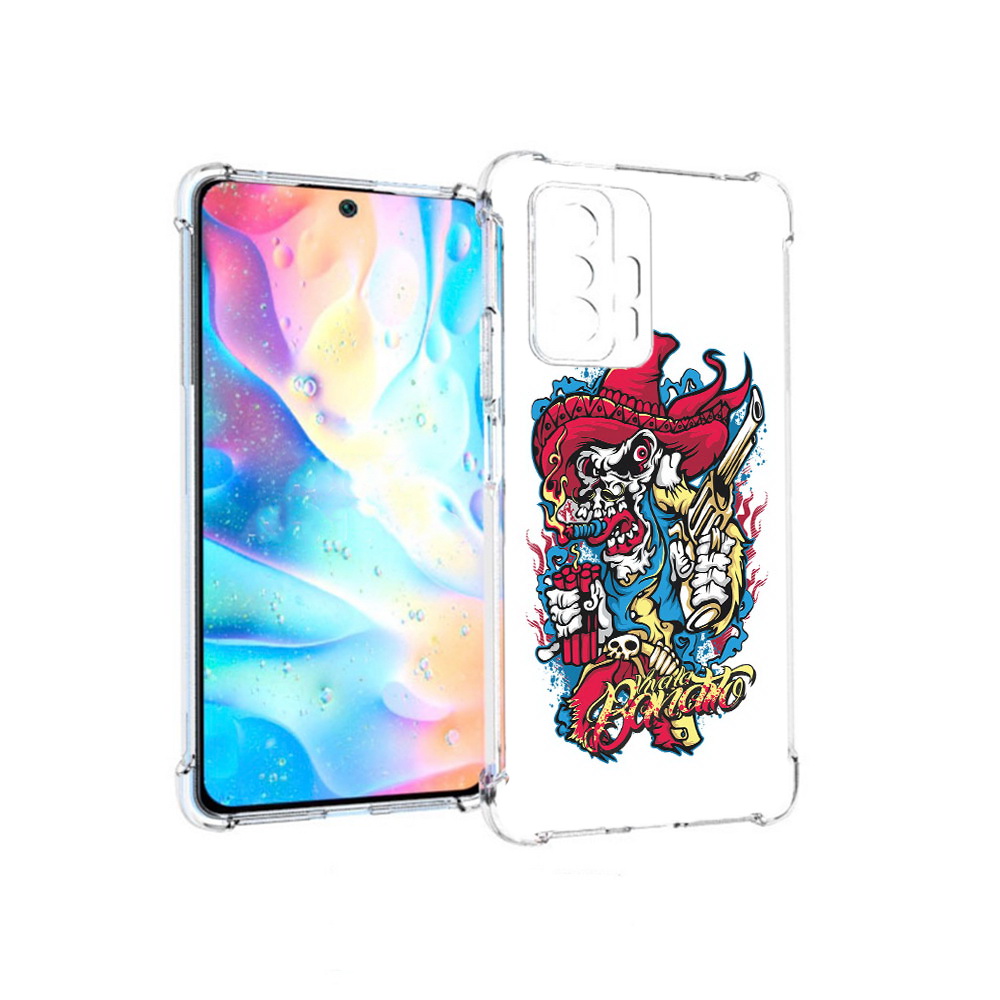 

Чехол MyPads Tocco для Xiaomi 11T Pro нарисованный скелет с писталетом (PT163474.285.513), Прозрачный, Tocco