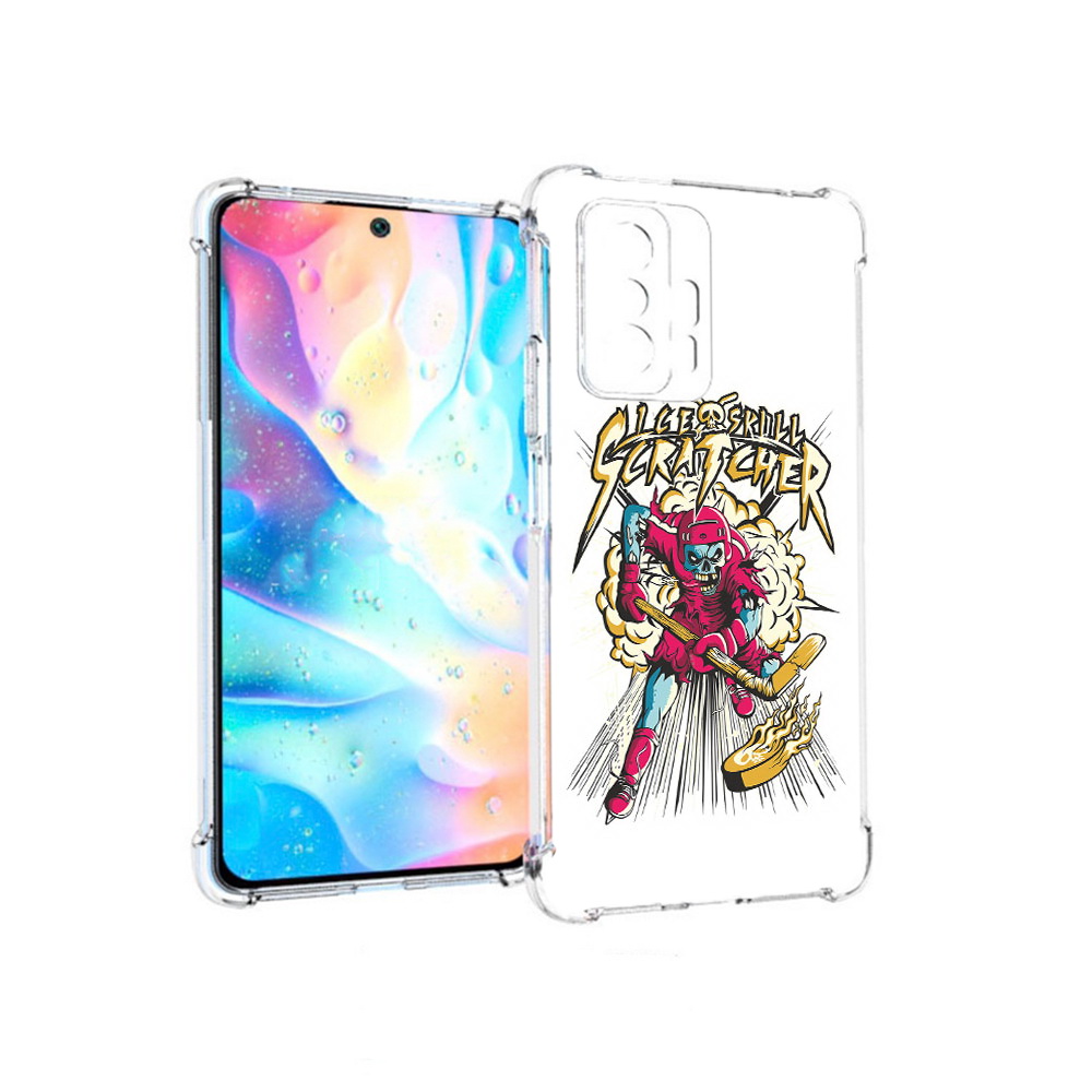 

Чехол MyPads Tocco для Xiaomi 11T Pro нарисованный скелет хоккеист (PT163474.285.514), Прозрачный, Tocco