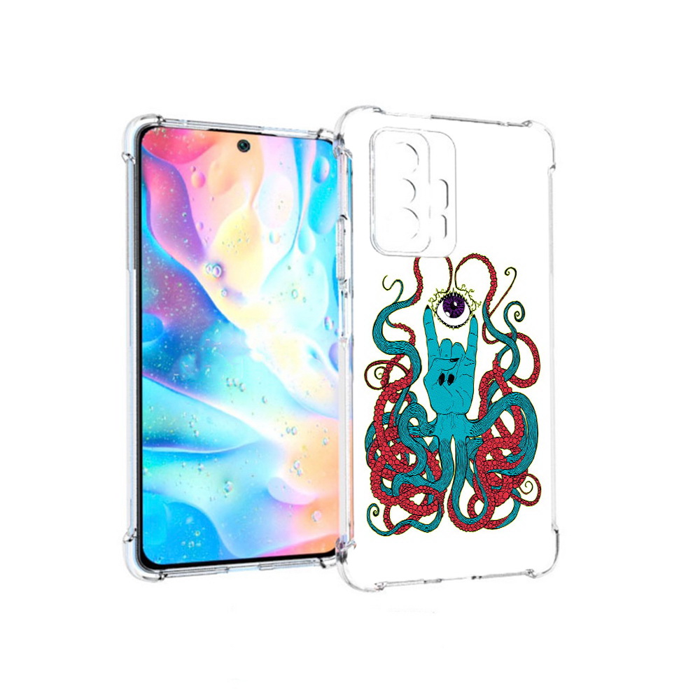 

Чехол MyPads Tocco для Xiaomi 11T Pro осьминог-рука абстракция (PT163474.285.530), Прозрачный, Tocco