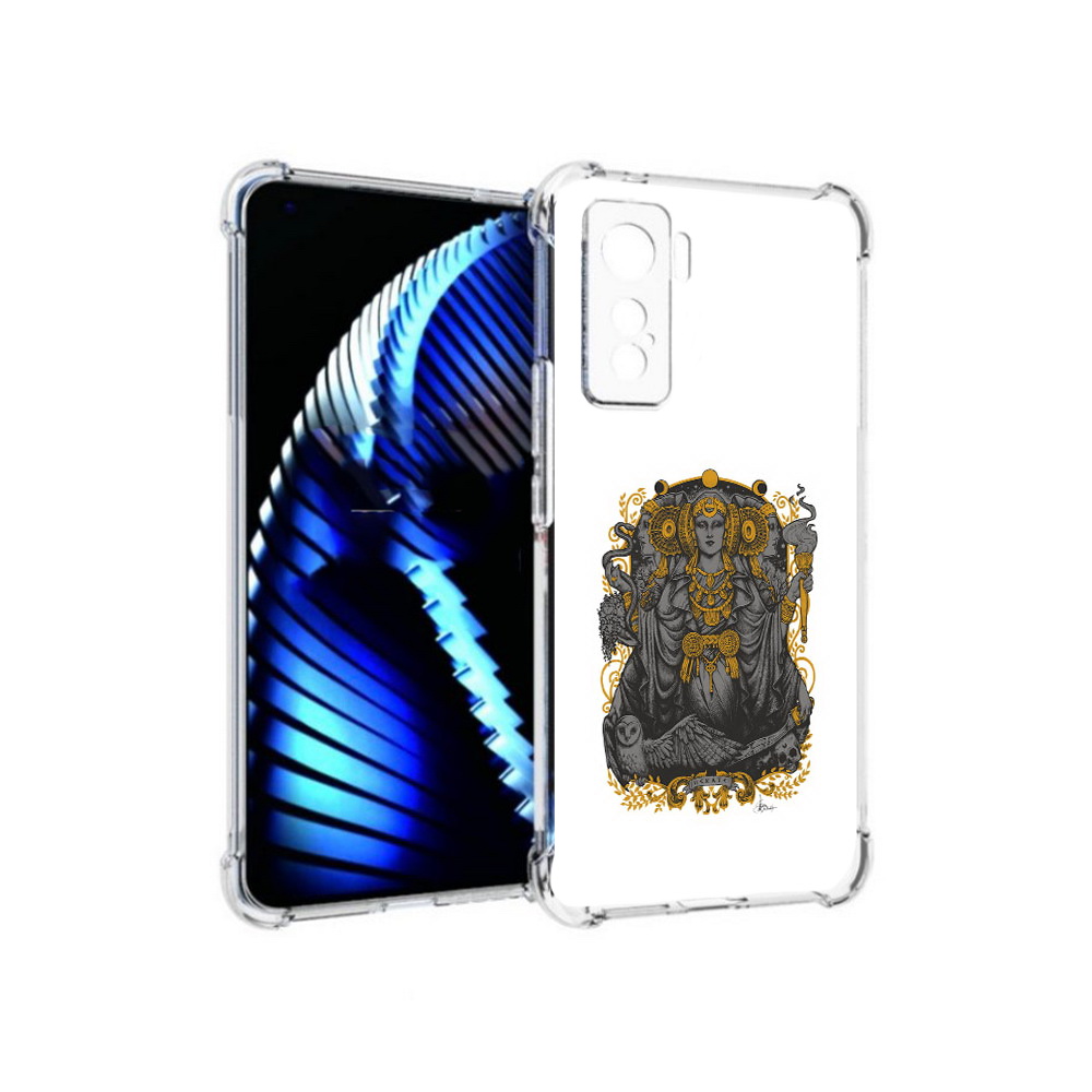 

Чехол MyPads Tocco для Vivo iQOO 5 божество с золотыми элементами, Прозрачный, Tocco