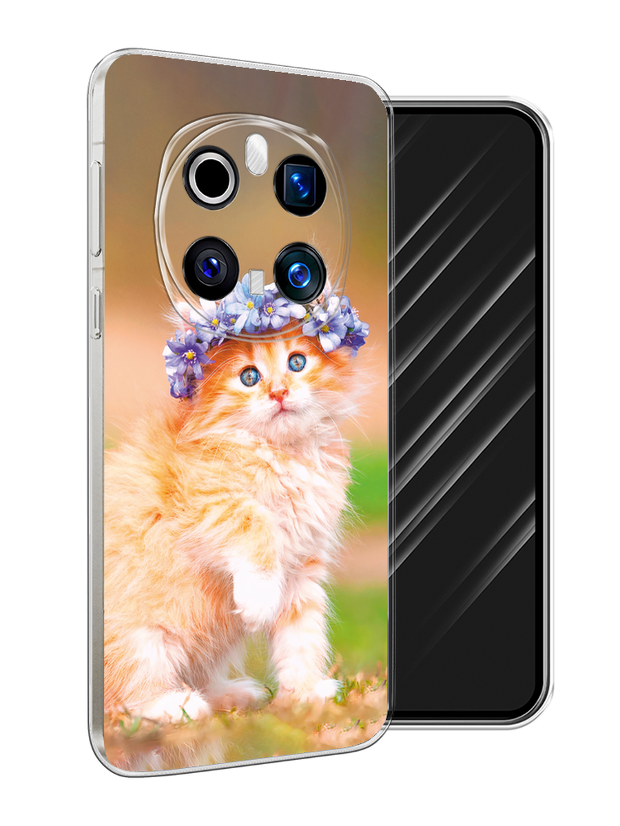 

Чехол Awog на Honor Magic 7 Pro "Рыжий кот в венке", Коричневый;синий, 6125650-1