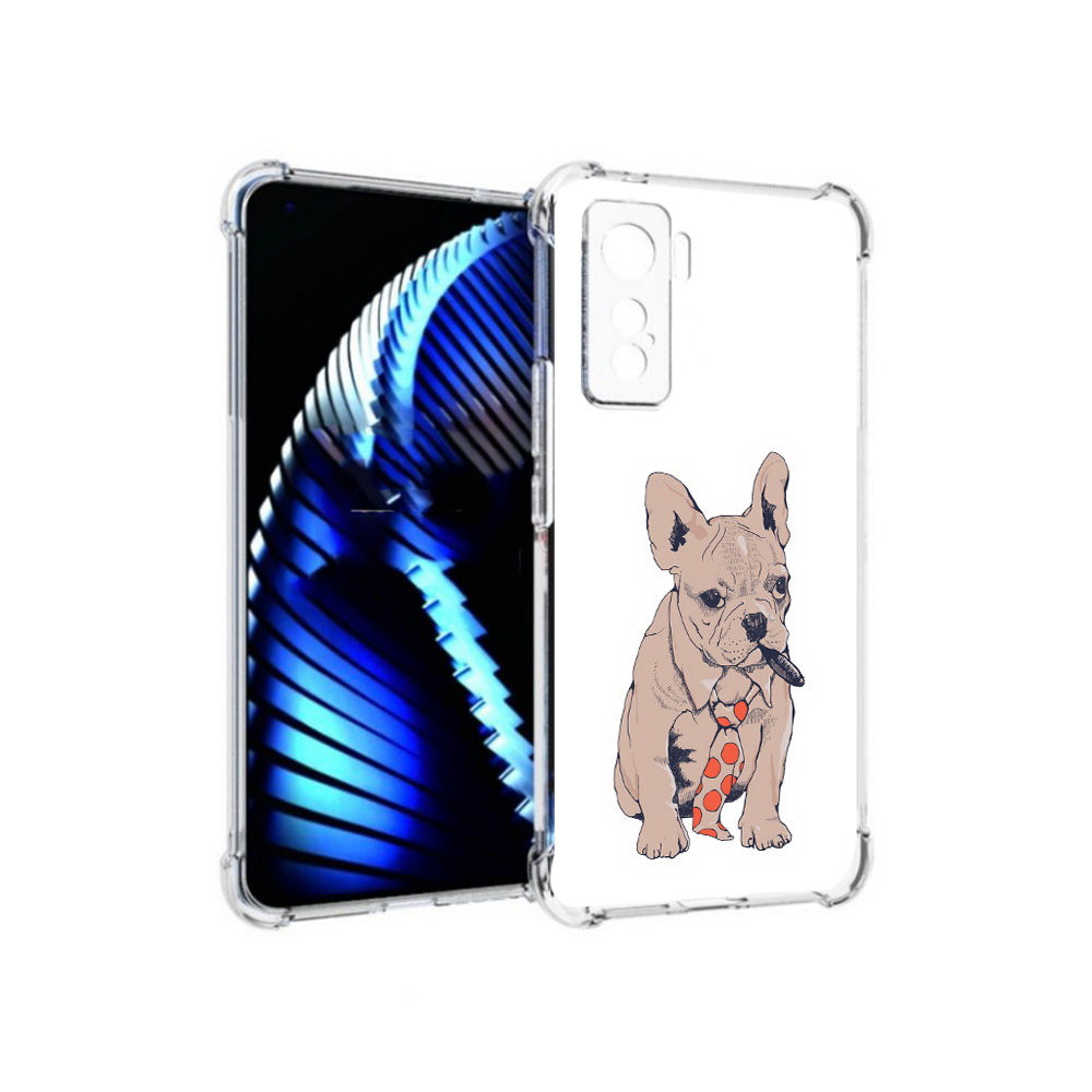 

Чехол MyPads Tocco для Vivo iQOO 5 бульдог с сигарой, Прозрачный, Tocco