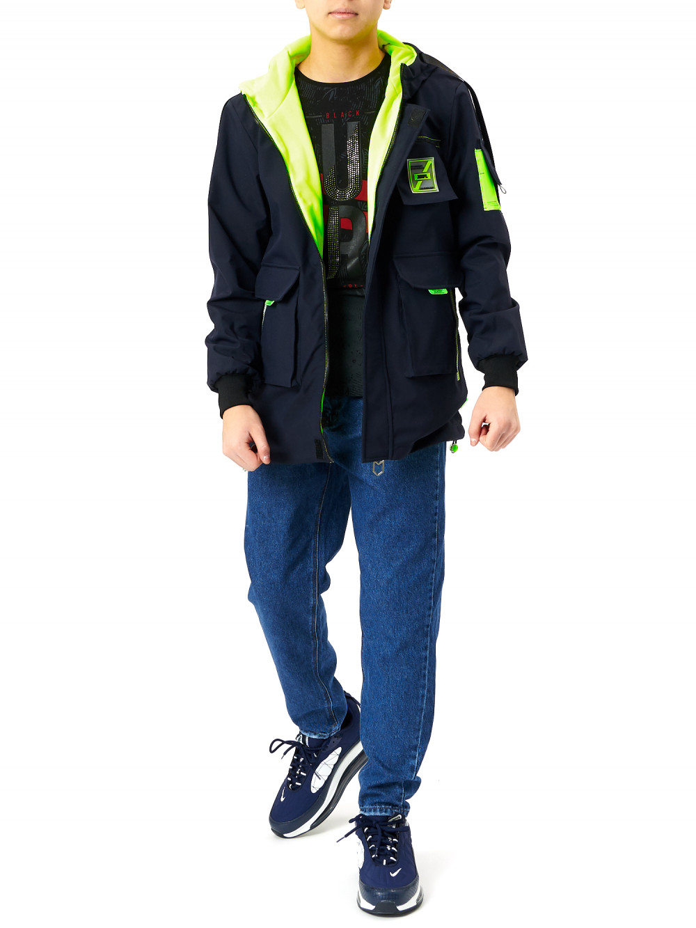 фото Куртка детская для мальчиков nobrand ad236 цвет синий размер 146