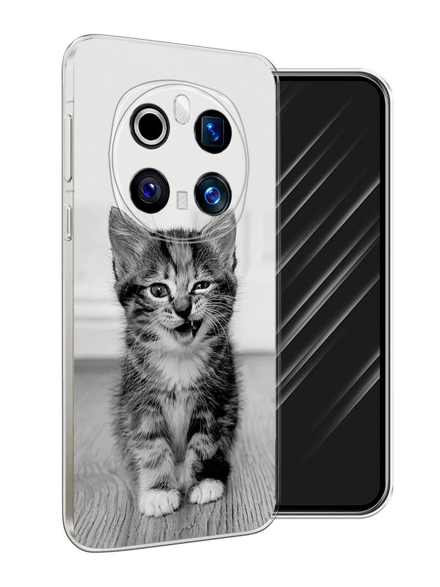 

Чехол Awog на Honor Magic 7 Pro "Подмигивающий котенок", Черный;серый, 6125650-1