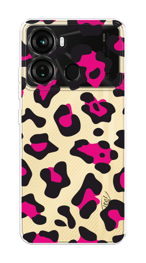 

Чехол на Itel P40 "Pink cow spots", Черный;розовый, 3201350-1