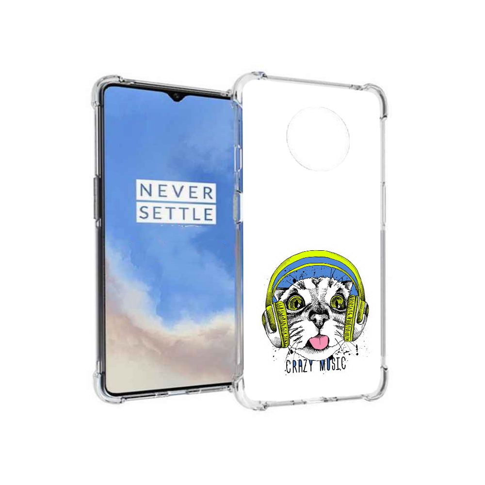 Чехол MyPads Tocco для OnePlus 7T кошка в наушниках рисунок (PT227044.138.403)