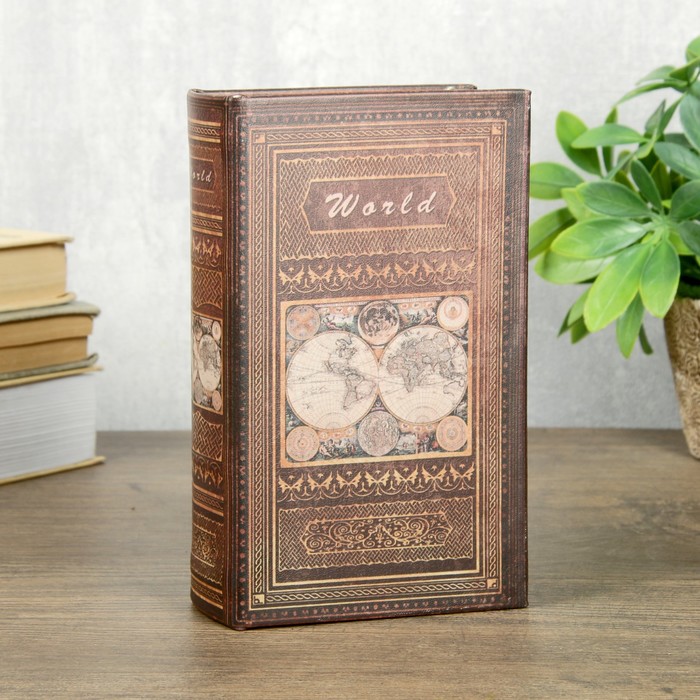 

Сейф-книга дерево кожзам "Картография" 17х11х5 см, Коричневый