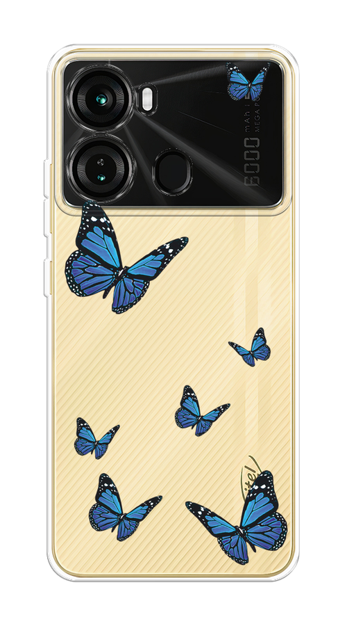 

Чехол на Itel P40 "Blue butterflies", Синий;черный, 3201350-1