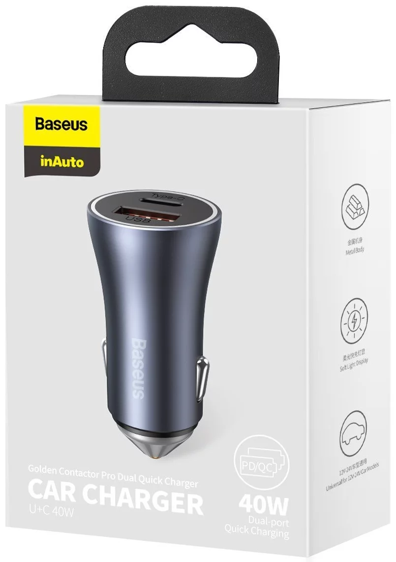 Переходник Baseus АЗУ на USB + Type-C 40W CCJD-0G (IS004908) серый