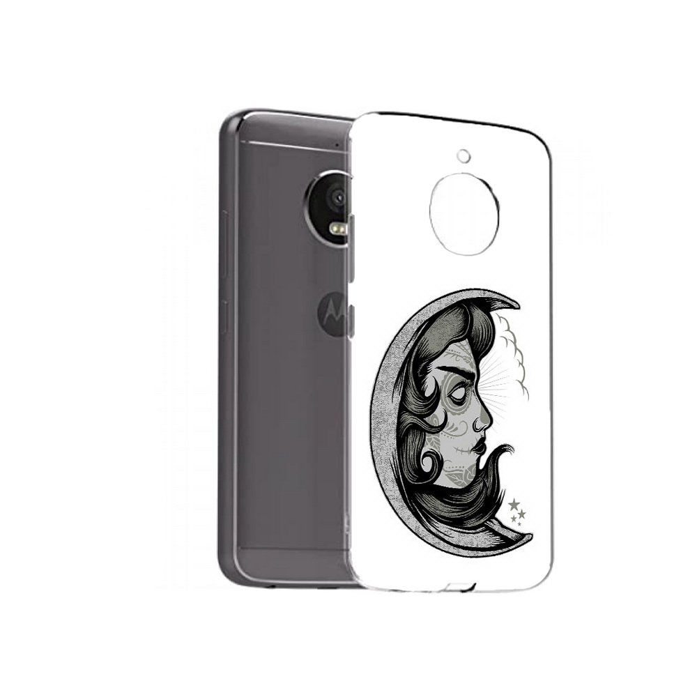 

Чехол MyPads Tocco для Motorola Moto E4 Plus черно белая луна с лицом (PT100001.341.680), Прозрачный, Tocco
