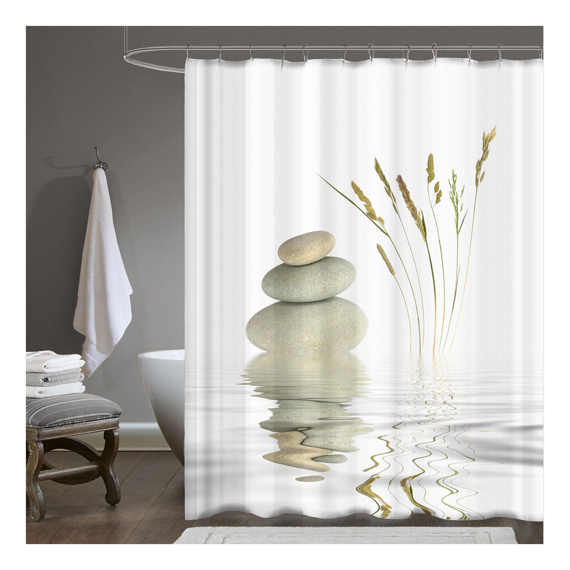 

Шторка для ванной Retro textil tropikhome stone & reed 180 х 200 см белая, Белый