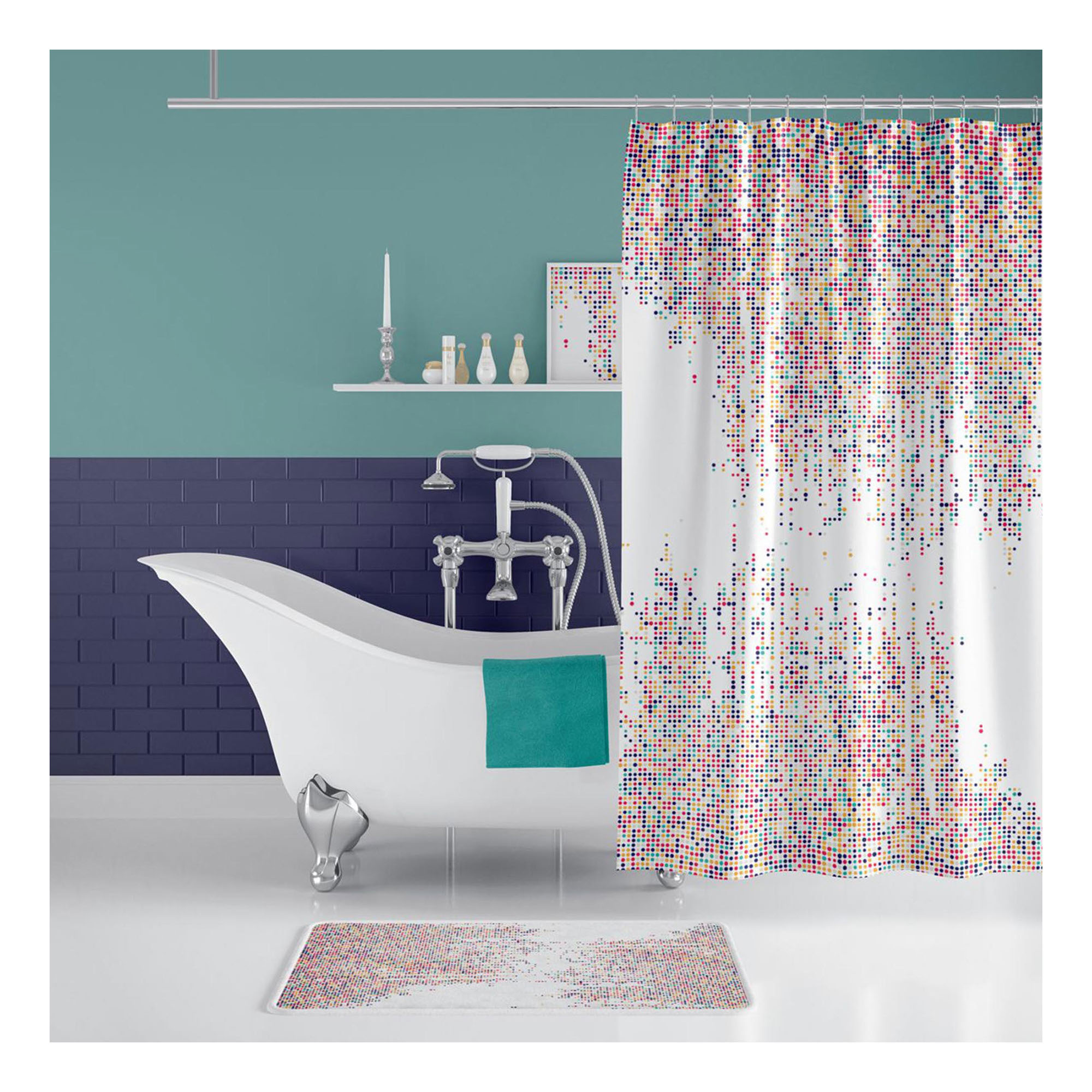 

Шторка для ванной Tropikhome Retro textil dotted 180 х 200 см разноцветная, Разноцветный