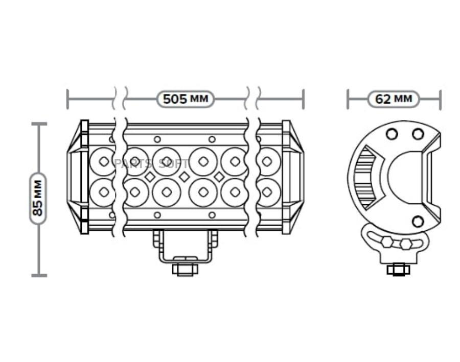 

Фара светодиодная дополнительная (БАЛКА), комбинированный свет (напр/расс.), 42 диода, 126