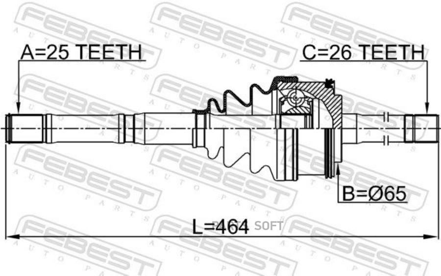 

Шрус Наружный С Валом 25X462X26 FEBEST 2214k2700