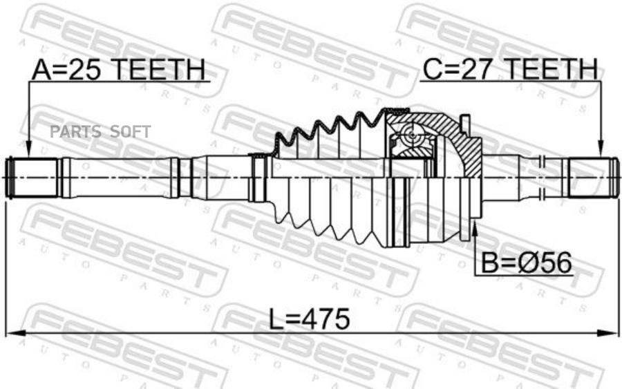 

Шрус Наружный С Валом 25X476X27 FEBEST 2214k2500