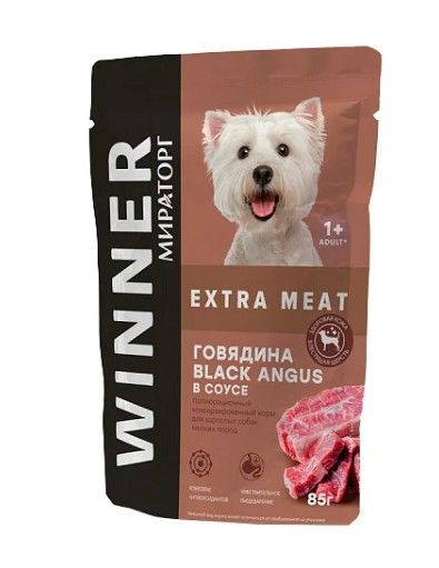 Влажный корм для собак Мираторг Extra Meat с говядиной в соусе 24 шт х 85 г