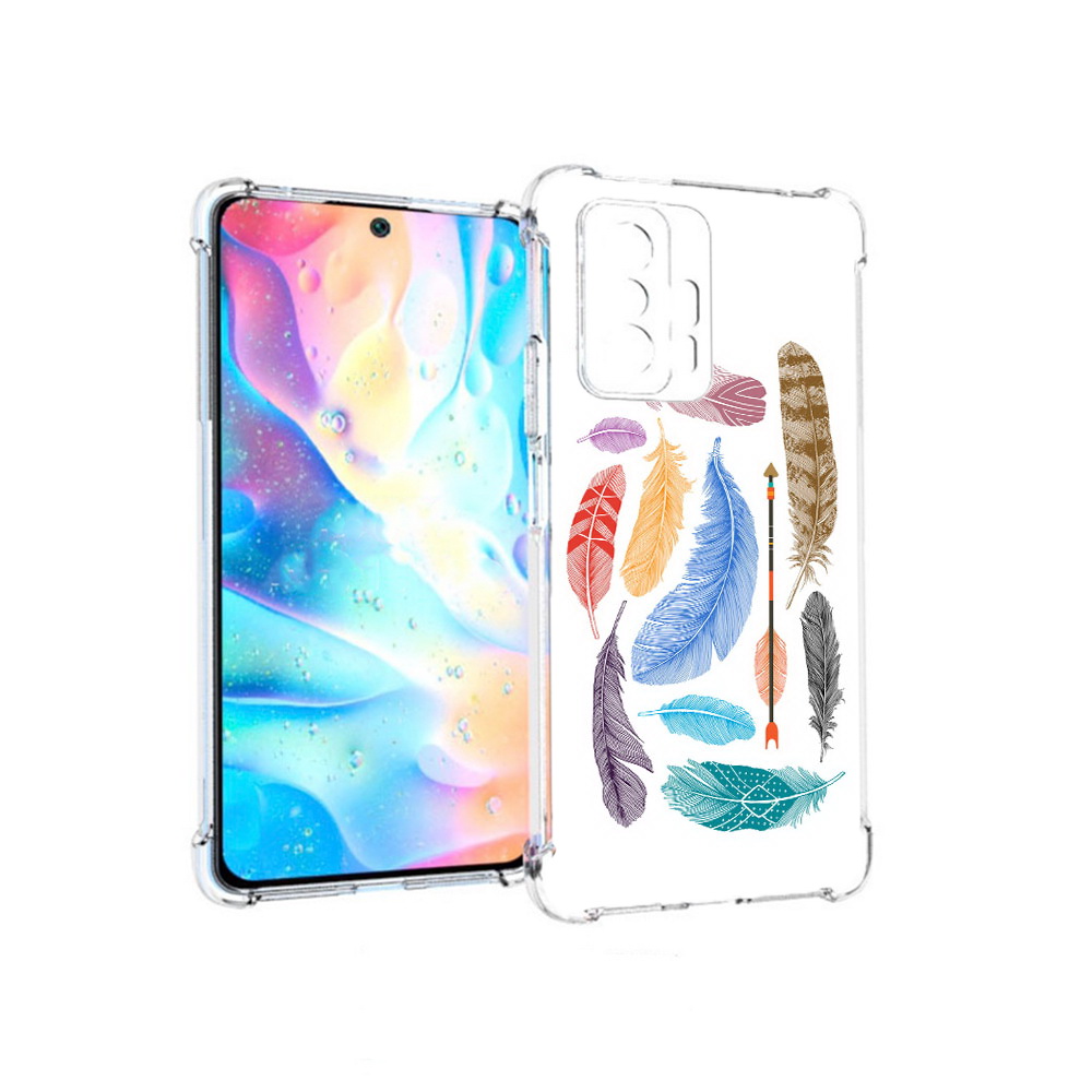 

Чехол MyPads Tocco для Xiaomi 11T Pro разноцветные перья (PT163474.285.572), Прозрачный, Tocco