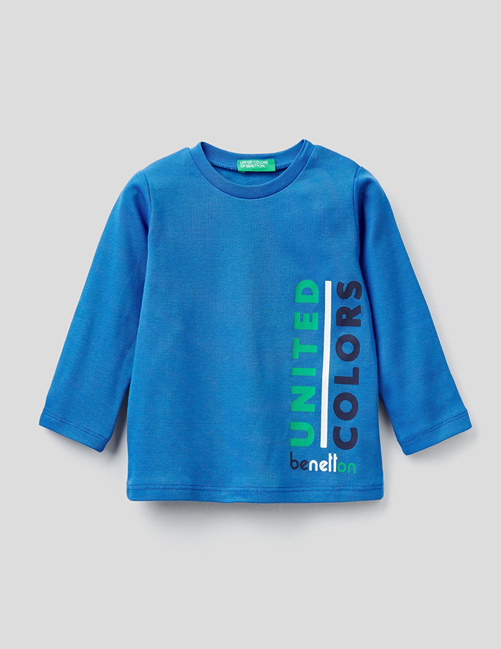 

Лонгслив для мальчиков Benetton цв. синий р.80, 21A_3I9WC15BU