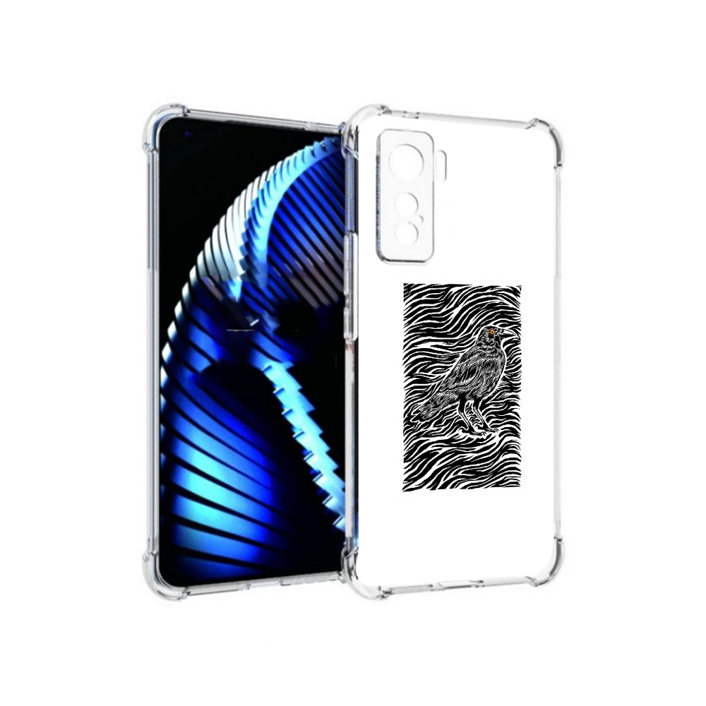 

Чехол MyPads Tocco для Vivo iQOO 5 ворон в абстракции, Прозрачный, Tocco