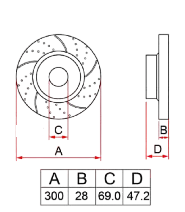 

Тормозной диск передн. !300x28 d69 H47.2Hyundai ix35 09-, Kia Optima 10-, Kia Sportage (JE
