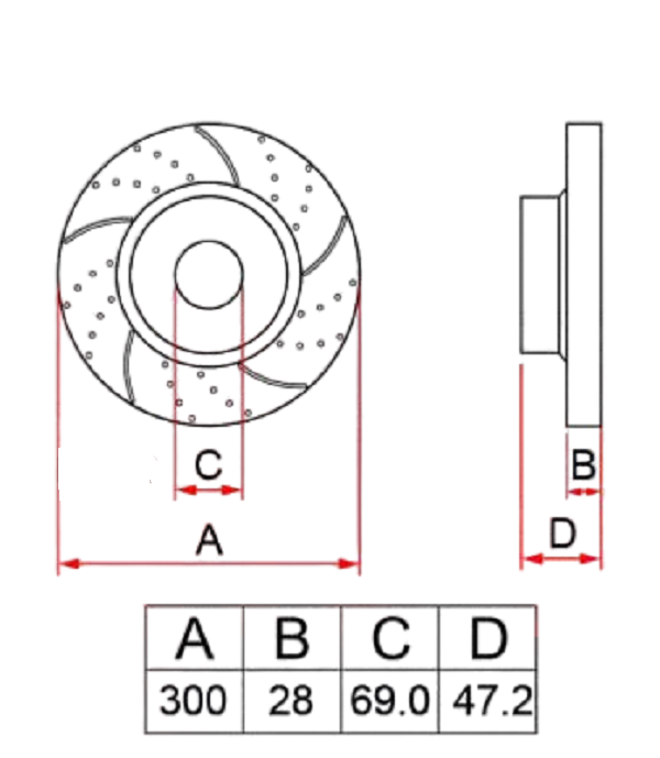 Тормозной диск передн. !300x28 d69 H47.2Hyundai ix35 09-, Kia Optima 10-, Kia Sportage (JE