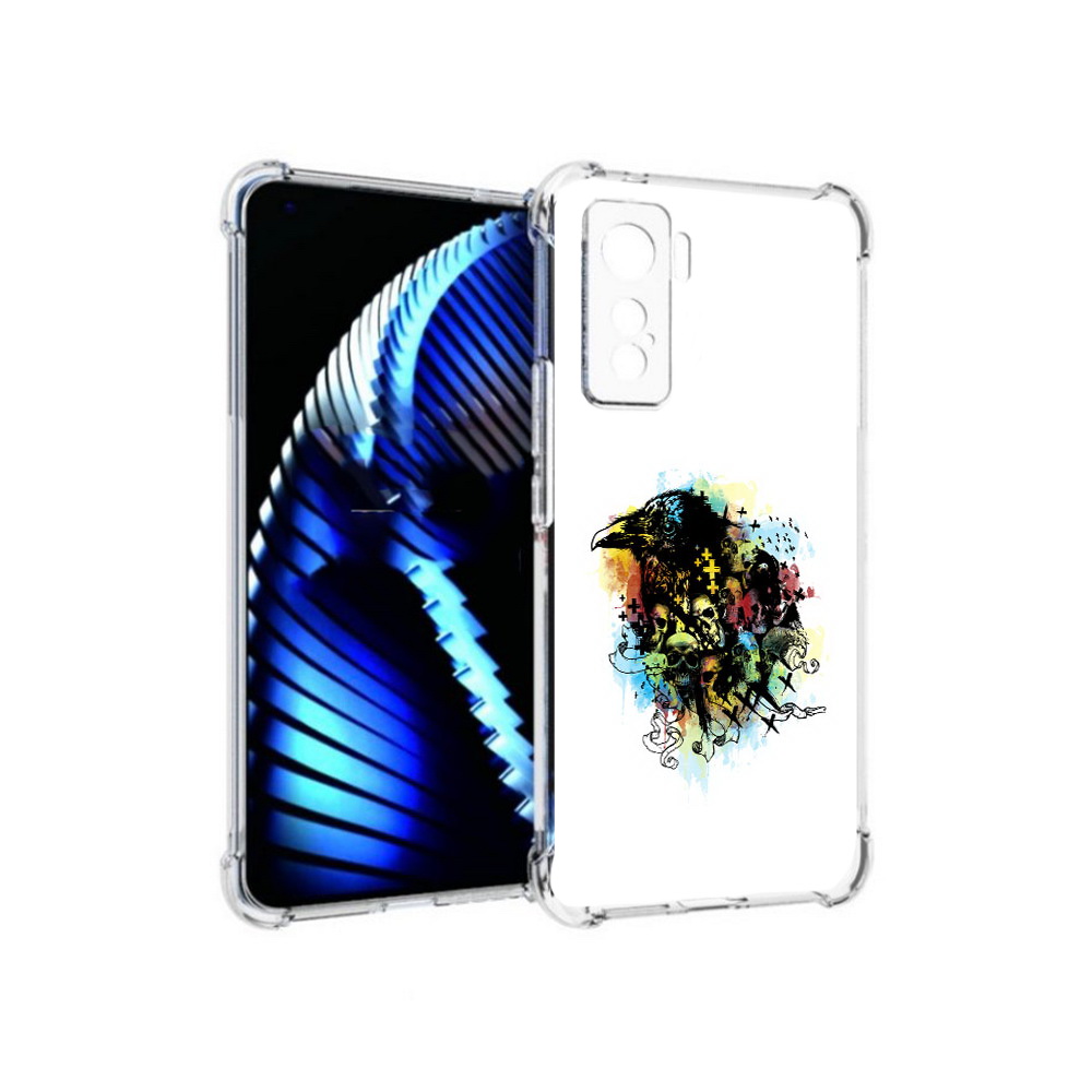 

Чехол MyPads Tocco для Vivo iQOO 5 ворон и черепа, Прозрачный, Tocco