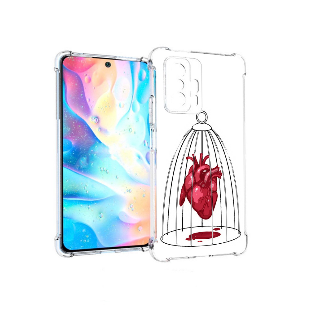 

Чехол MyPads Tocco для Xiaomi 11T Pro сердце в клетке (PT163474.285.597), Прозрачный, Tocco
