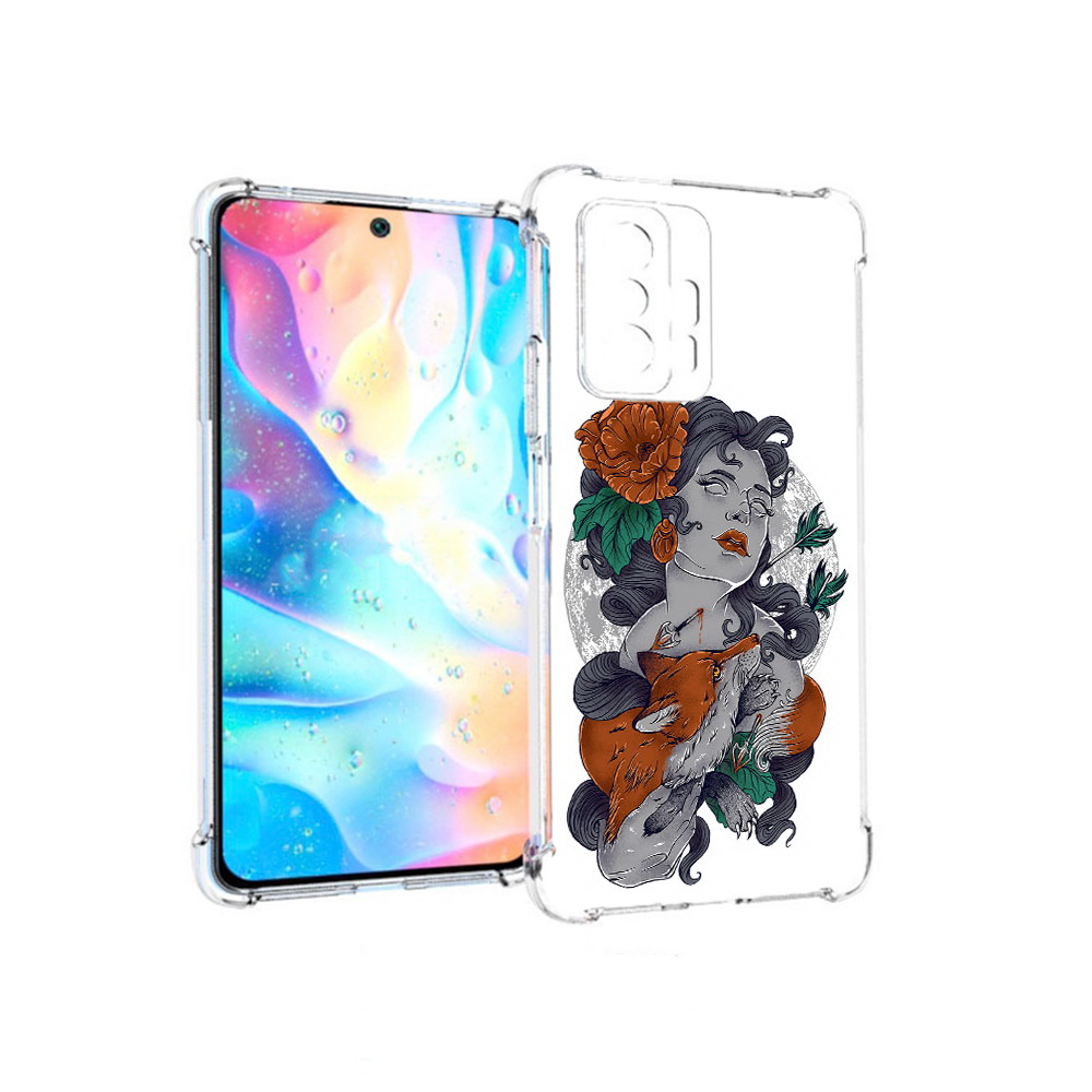 

Чехол MyPads Tocco для Xiaomi 11T Pro темная девушка с лисой (PT163474.285.639), Прозрачный, Tocco