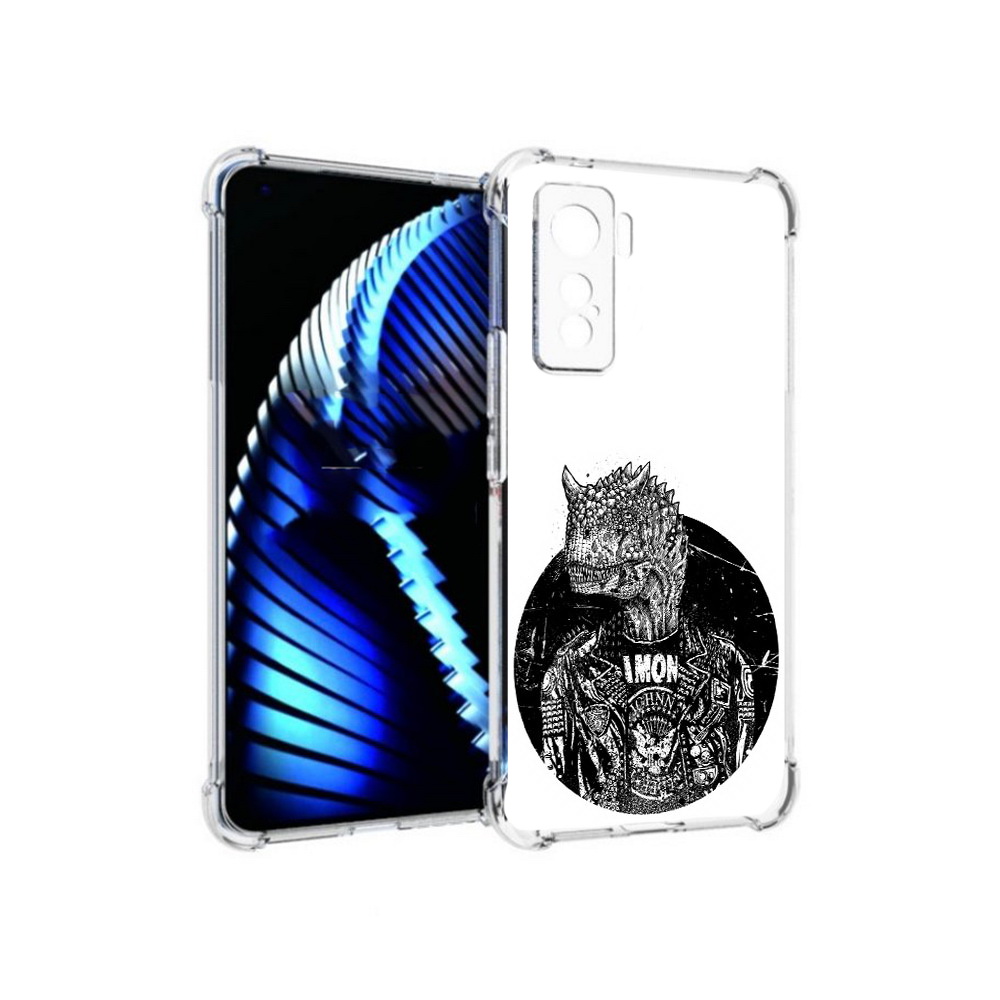

Чехол MyPads Tocco для Vivo iQOO 5 динозавр в куртке, Прозрачный, Tocco
