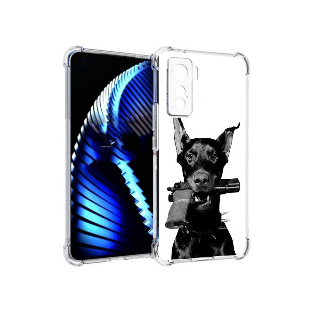 

Чехол MyPads Tocco для Vivo iQOO 5 доберман с пистолетом, Прозрачный, Tocco