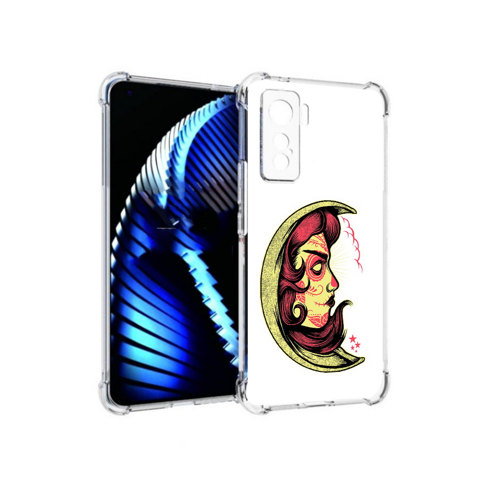 

Чехол MyPads Tocco для Vivo iQOO 5 желтый полумесяц с лицом девушки, Прозрачный, Tocco