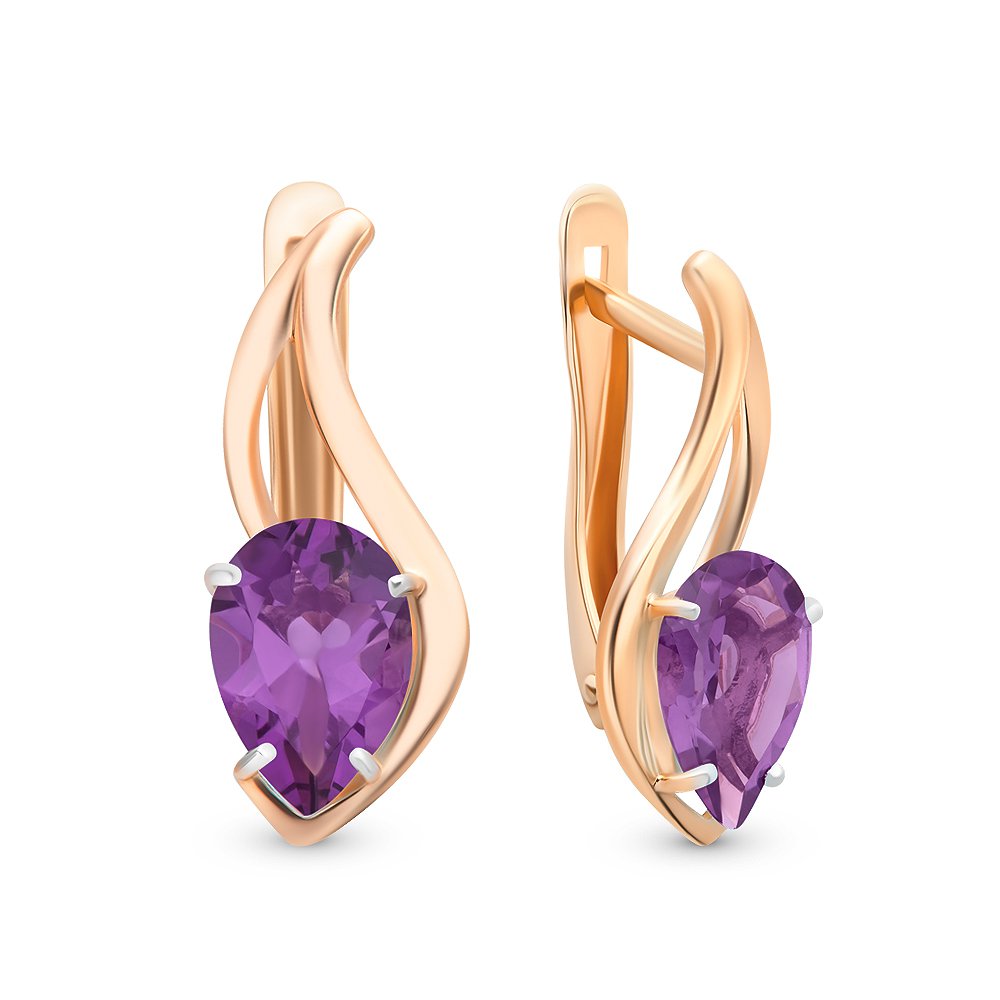 

Серьги из красного золота 585Gold 202007365, аметист, 202007365